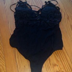 Black bodysuit with built in lace bra size large